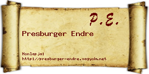Presburger Endre névjegykártya